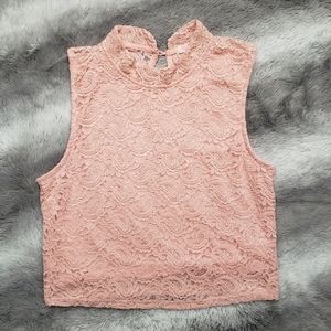 Lace pink crop top